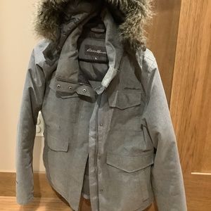 Eddie Bauer Heather Grey Winter Jacket Down Insulated